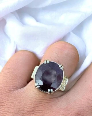 Anillo Grande Africano Rubí Oscuro Deco Plata 925 Yakut Hombre Rubí Natural Banda de Regalo Foto 1 de 4