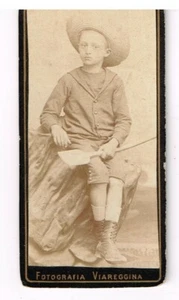 RICORDO Fotografia VIAREGGINA 1887 albumina 78X39mm ancient tiny photo dedica - Foto 1 di 2