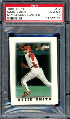 1988 Topps Mini League Leaders Baseball #72 Ozzie Smith PSA 10 - Image 1 of 2