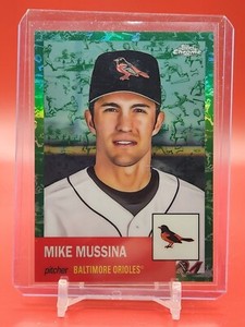 2022 Topps Chrome Platinum Anniversary MIKE MUSSINA #/99 Green Toile Refractor 