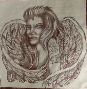 Angel lady, Mystical FASANELLA Art COLLECTION  Bandana Collection Done In Ink