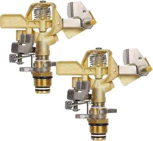 1/2 Inch Brass Impact Sprinkler 2 Pack, Heavy Duty Lawn Sprinkler Head with Nozz - Picture 1 of 13