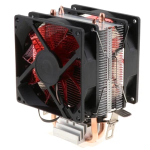 DC 12V Leiser 4 Pin 2 CPU Kühler Kühler Dual Tower LED Lüfter - Afbeelding 1 van 4