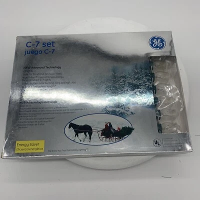 GE Christmas String Light Indoor 25 Clear Lightbulb Set C-7 Green Cord Set of 2 - Image 1 of 4