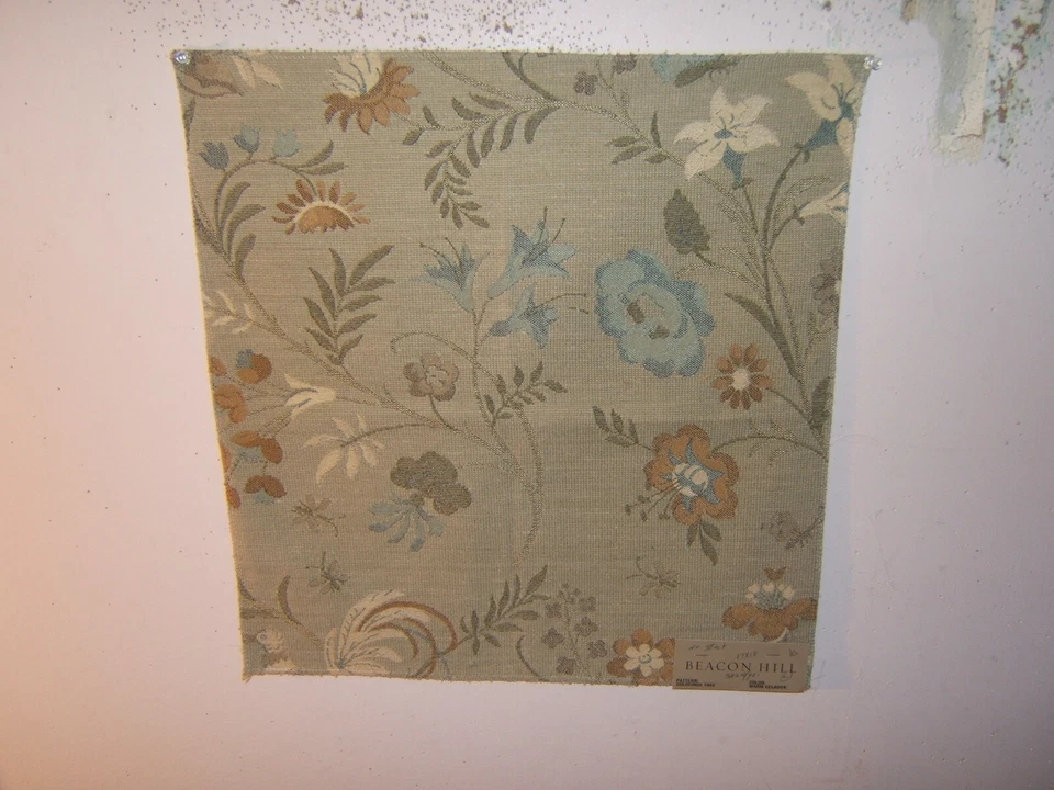 Beacon Hill, Goldfinch Tree, Embroidered Floral,  Remnant for Crafts, Cl Celadon - Image 1 of 1