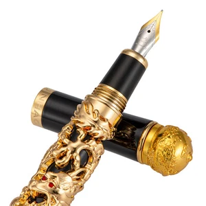 Penna stilografica per giocare a palla Big Jinhao antica drago oro EF/F/M/Penna da scrittura piegata - Foto 1 di 6