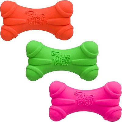 Juguete de látex chirriante hueso Hartz DuraPlay para perros para razas medianas, paquete de 3 Foto 1 de 4