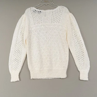Suéter Leroy Vintage Talla M Marfil Pointelle Acrílico Cottagecore Delicado Femenino Foto 1 de 4