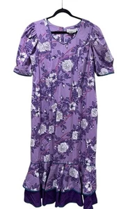 Vintage T & L Muumu Factory Hawaii XL lila Blumen Kleid - Bild 1 von 7