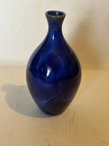 Vtg Louise Reding Small Blue Crystalline Bud Vase Signed 1990’s - Picture 1 of 5