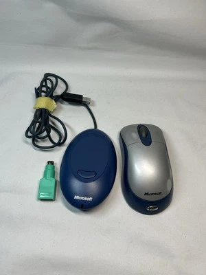 Microsoft Wireless Optical Mouse Blue K81-00004 USB PS/2 Windows Mac w/ Receiver - Image 1 of 4