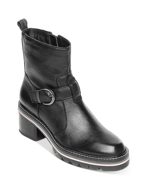 BERNARDO Womens Black Moto-Scout Almond Toe Block Heel Leather Booties 6 M - Image 1 of 4