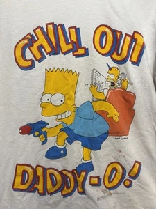 Vintage Bart Simpson Shirt 1991 Cartoon Chill Out Daddy-O! Homer SSI Mens Medium - Picture 1 of 13