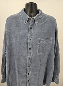Eddie Bauer Corduroy Shirt 2XLT TALL Blue Button-Down Long Sleeve Men ! - Picture 1 of 15