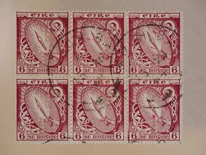 IRLAND 6d CLARET 6er Block Perfin Witch gebraucht - Bild 1 von 3