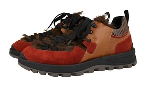 ETRO SNEAKERS TRAINERS FUR BROWN RED TAN BLACK LEATHER NEW US 11 EU 44 44,5 - Picture 1 of 11