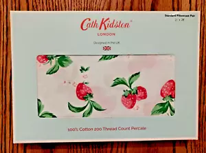 Cath Kidston Standard Pillowcases Summer Strawberry Duckegg Blue Cotton NEW - Picture 1 of 3