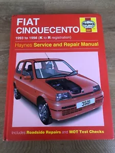 Manual de taller del propietario Haynes 3501 Fiat Cinquecento 1993 a 1998 K a R Reg - Imagen 1 de 3