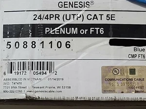 Cable de red Honeywell Genesis 5088 24/4P CAT5E LAN UTP azul pleno/100 ft - Imagen 1 de 10