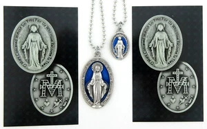 2-teiliges Set Small & X-Large Wundertätige Medaille Halskette, blau, silber keine anlaufende Kette - Bild 1 von 8