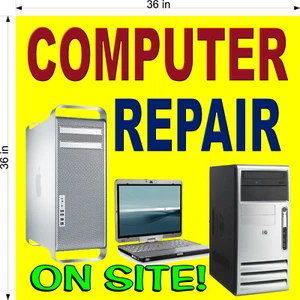 NEW!  PERFORATED WINDOW VINYL DECAL  3' X  3' ON SITE COMPUTER REPAIR - Picture 1 of 2