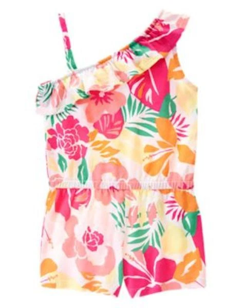 NWT GYMBOREE Hop N Roll Everyday favorites Tropical Floral Romper Girl SZ 6 - Image 1 of 1