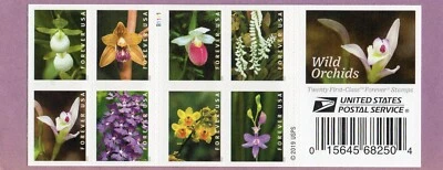 U.S. 2-SIDED BKLT PANE OF 20 SCOTT#5454b 2020 FOREVER WILD ORCHIDS MNH P#B1111 - Image 1 of 2