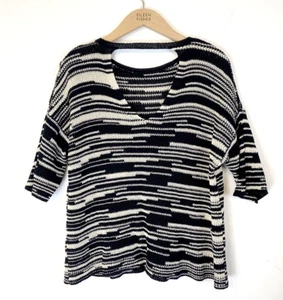 Eileen Fisher Black Linen Cotton Knit Cutout-Back Top XS NWT $198 - Picture 1 of 5