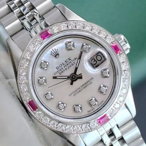 Rolex Ladies Datejust Watch Stainless Steel White MOP Dial Diamond-Ruby BezeL - Picture 1 of 20