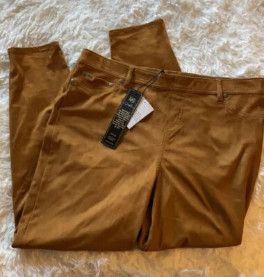 Mujer XL NUEVO CON ETIQUETAS Diane Gilman Dg2 Gamuza Sensación Leggings Caramelo Foto 1 de 4