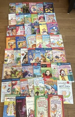 50 Leveled readers books GIRLS interest LOT level 1 2 3 Frozen Barbie Lego - Image 1 of 4