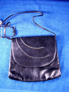 Russell & Bromley Black Leather Shoulder Purse - Front Sewn Design