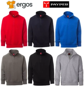 PAYPER Felpa Garzata da Uomo CARSON a Mezza Zip da Lavoro in Cotone Invernale - Picture 1 of 11