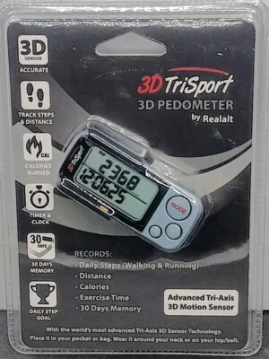 3D TriSport Digital Pedometer Memory Walking Calorie Timer Step Counter *SEALED* - Image 1 of 4