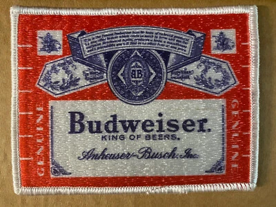New NOS Vintage Budweiser Beer Label Distributor Litho Cloth Stitched Patch - Image 1 of 4
