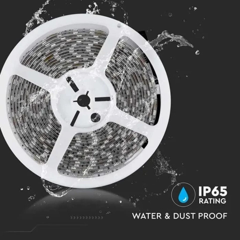 Striscia led 12V V-tac 212155 vt-5050-5 metri-RGB 7W/M IP65