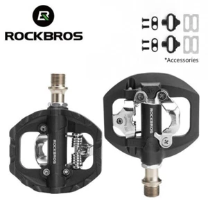 New ROCKBROS Bicycle Cycling Flat /SPD Self-locking Pedals Cleat Sealed Bearing - Picture 1 of 7