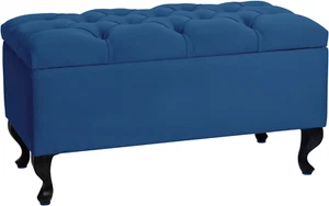 Cassapanca Contenitore, Panca Imbottita MODIANO BL 81X42Cm – Blu Scuro Velluto,  - Foto 1 di 12