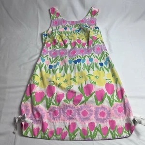 Lilly Pulitzer Delia Shift Dress Floral Line Dance Tulips Spring Colorful Size 4 - Picture 1 of 13