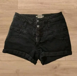 Mossimo 3" Black High Rise Button Fly Jean Shorts Women Junior Size 7/24 - Picture 1 of 11
