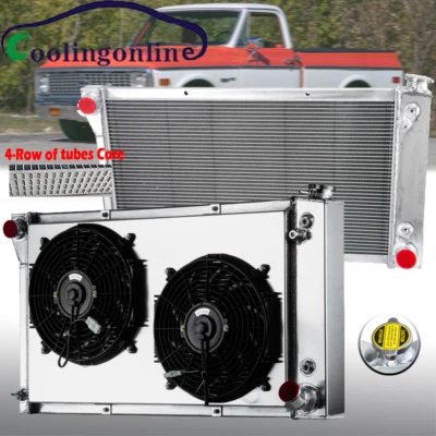 4 Row Radiator Shroud Fan Fit 1967-1972 Chevrolet C & K C10 C20 C30 GMC Pickup Foto 1 de 4