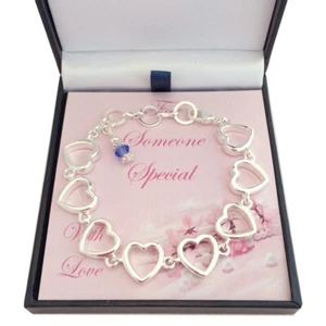 Silber Herzen, Geburtsstein Armband, Geschenk für Tochter, Sister, Mutter, Tante - Bild 1 von 9