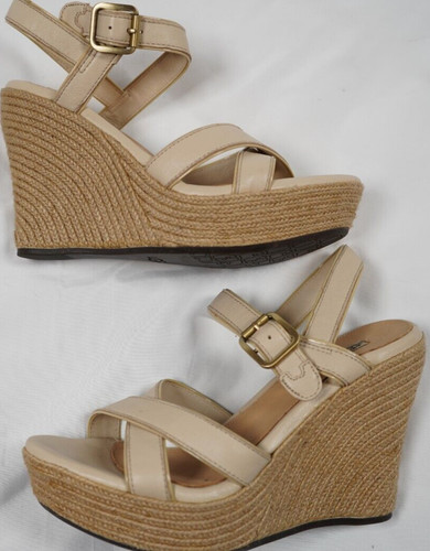UGG Australia Jackilyn sandali bianchi panna espadrillas zeppa taglia 9 5 donna