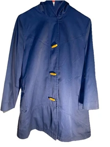 Vintage Misty Harbor Any Weather Coat Hooded Lined Navy Medium Made In USA 🔥 - Picture 1 of 10