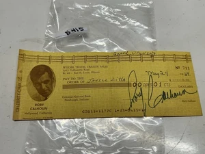Actor de cheques bancarios de celebridades autografiado por Rory Calhoun 1969 - Imagen 1 de 4
