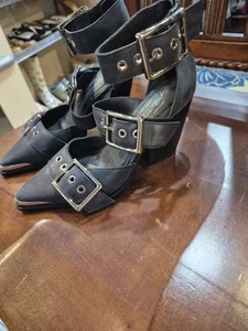 Free People x Jeffrey Campbell Hendrix Heels Black sz5 Buckle Straps - Picture 1 of 3