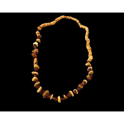 Natural Baltic Amber Mixed Beads Necklace Carmel & Translucent 24” 34 Grams - Image 1 of 4