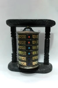 Wall Prayer Wheel with Tibetan Om Mane peme hum Mantra Embossed - Picture 1 of 2