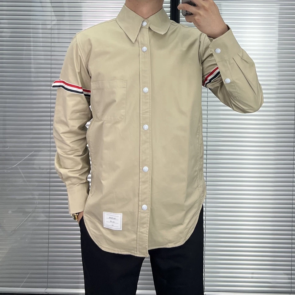 Chaqueta Camisa Thom Browne Hombre/Mujer Primavera Manga Doble Rayas Manga Larga Foto 1 de 4