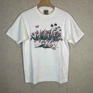 Vintage 90s Floral Graphic Tshirt Size M Garden Butterfly Cottage Grandma Core - Bild 1 von 9